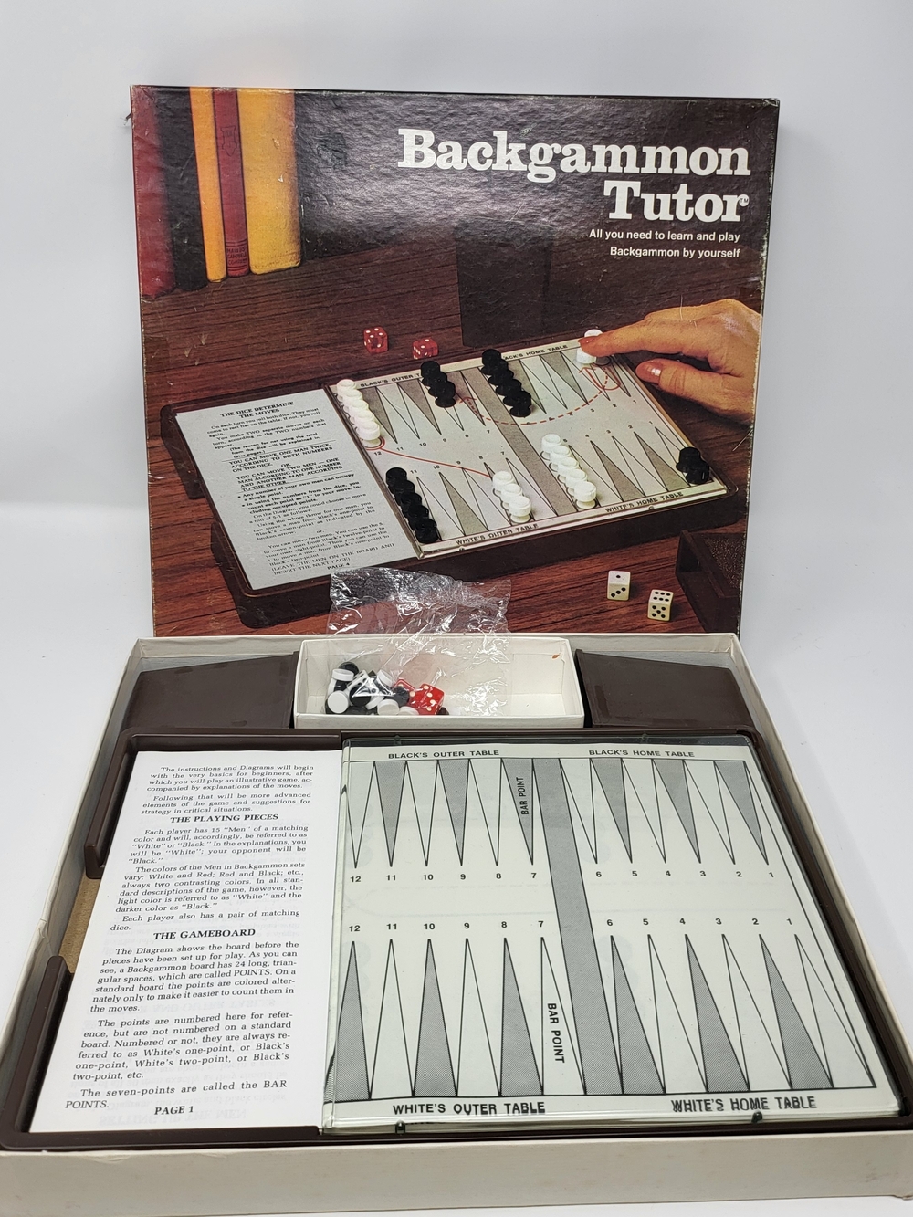 Backgammon Tutor Home Game Set - Brown and White